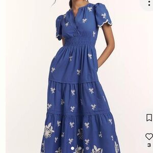 Anthropologie Navy Floral Maxi Dress